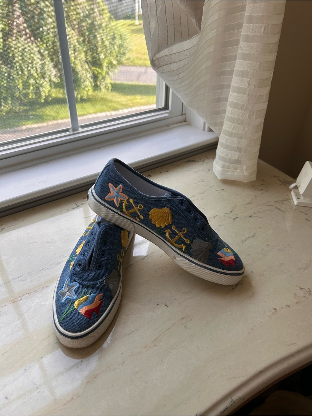 Sebastino Denim Embroidered Sneaker